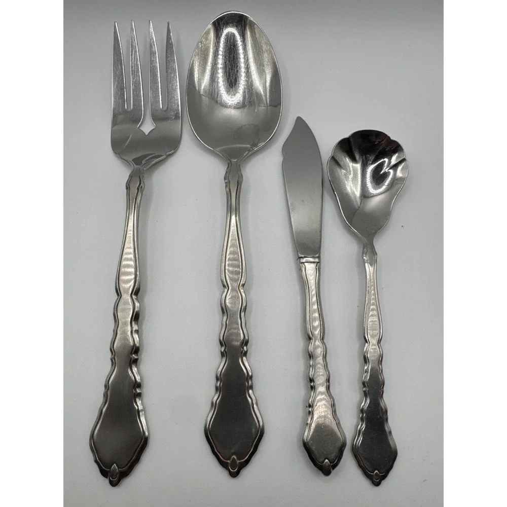 Oneida Royal Chippendale Community Stainless 4pc Serving Set Fork Spoon Knife